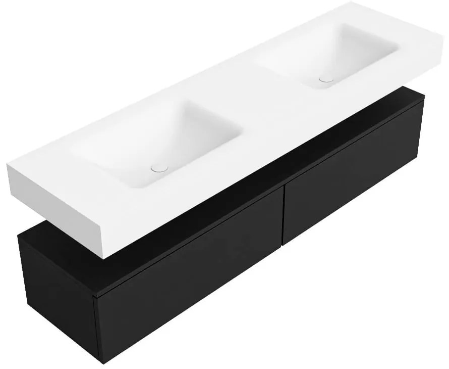 Zaro Alan badmeubel 170cm urban 2 lades met vrijhangende wastafel cloud dubbel 2 kraangaten talc