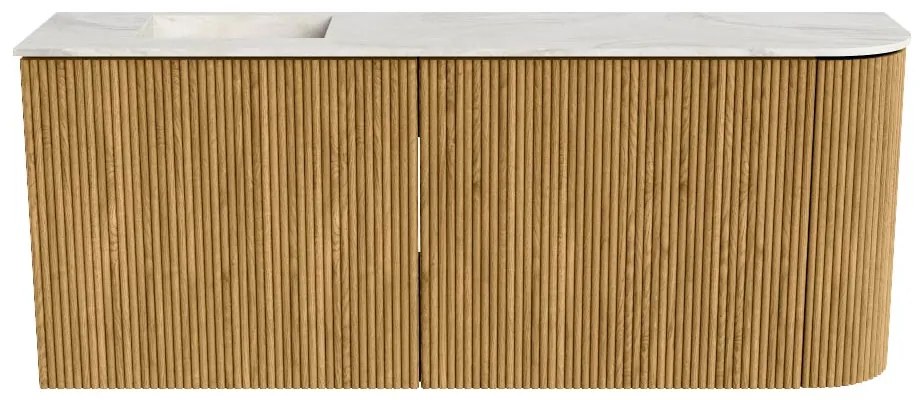 Mondiaz Joya DLux 100cm toiletmeubel ronding rechts oak met wastafel faye links zonder kraangat ostra