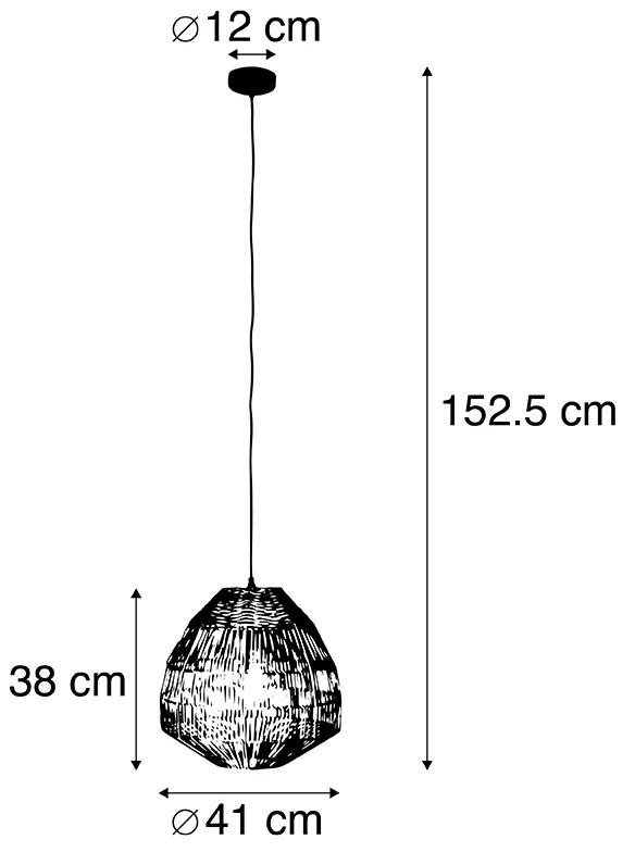 Landelijke hanglamp rotan 41 cm - Bishop Landelijk E27 Binnenverlichting Lamp