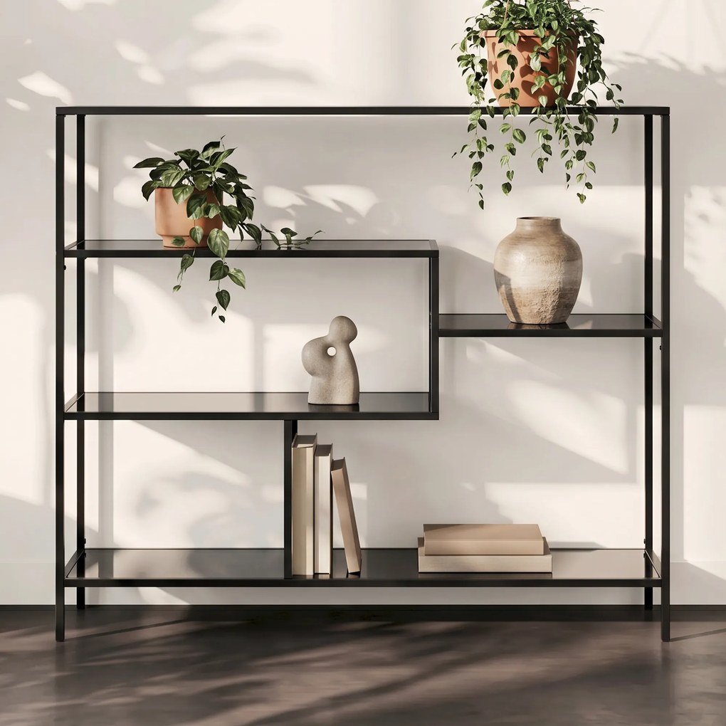 Laag Wandrek Staal Met Glas - 115x30x100cm.