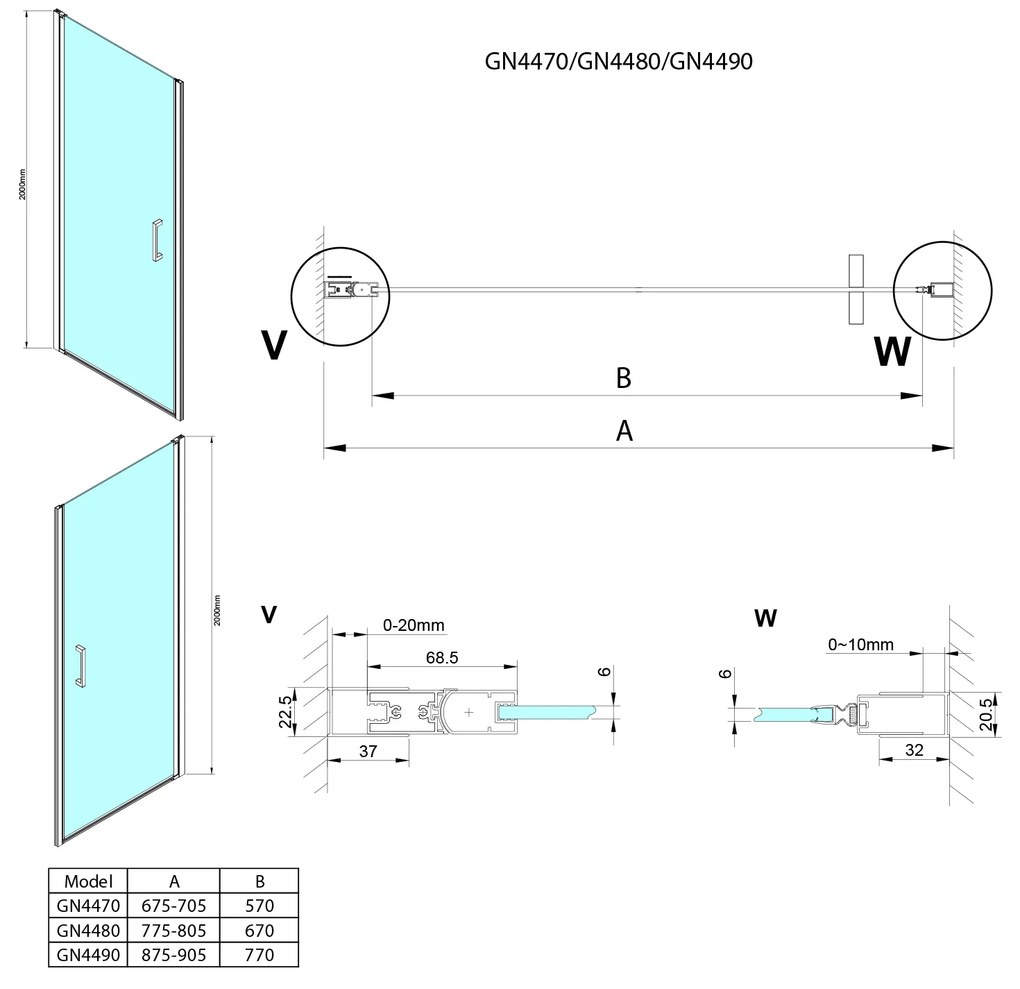 Gelco Loro douchedeur 70x200cm chroom