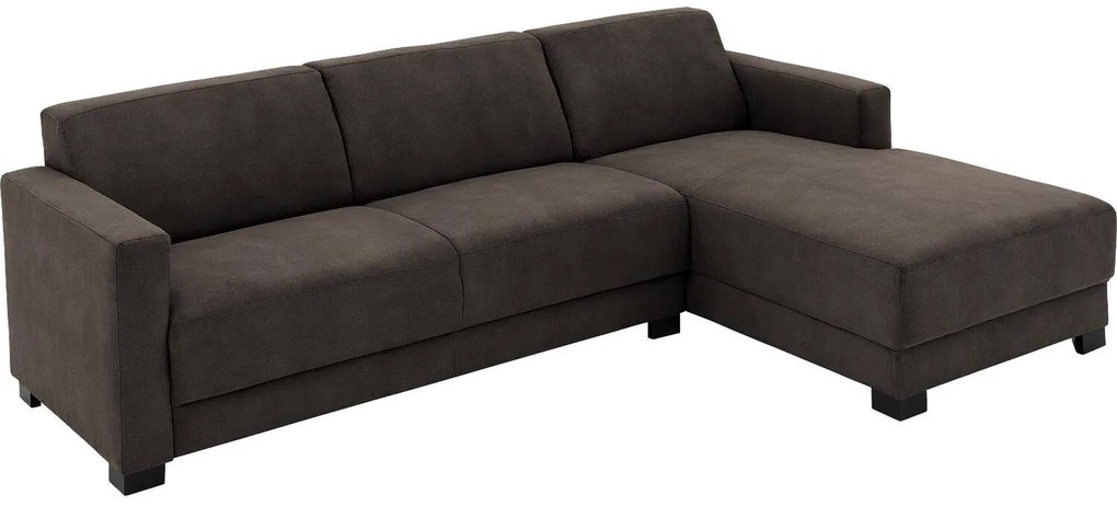 Goossens Bank My Style donkerbruin, microvezel, 2,5-zits, stijlvol landelijk met chaise longue rechts