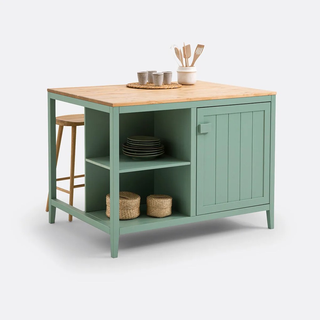 keukeneiland in massief dennenhout, Carlos