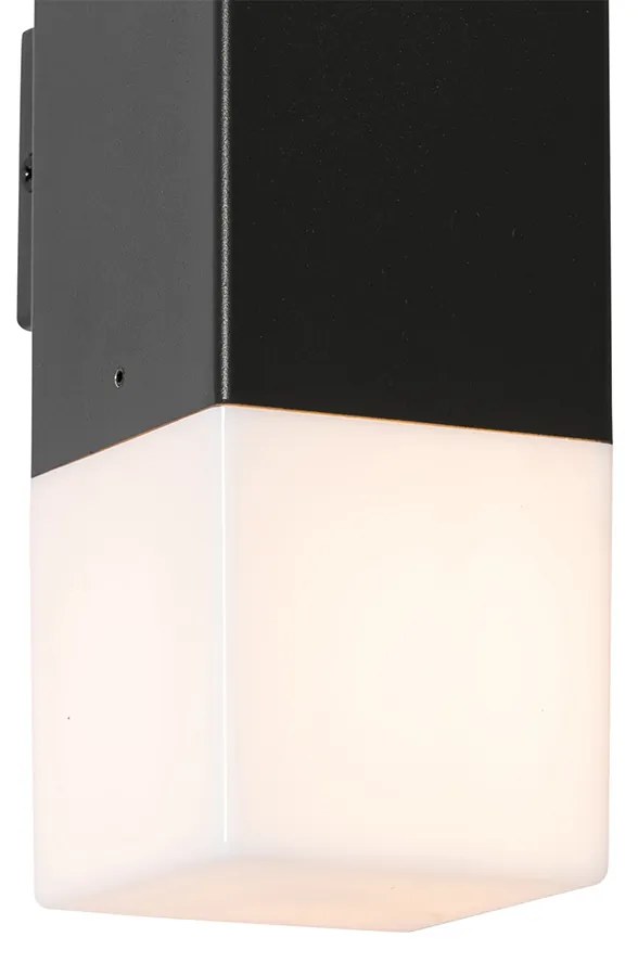 Buiten wandlamp zwart met opale kap 2-lichts IP44 - Denmark Modern E27 IP44 Buitenverlichting