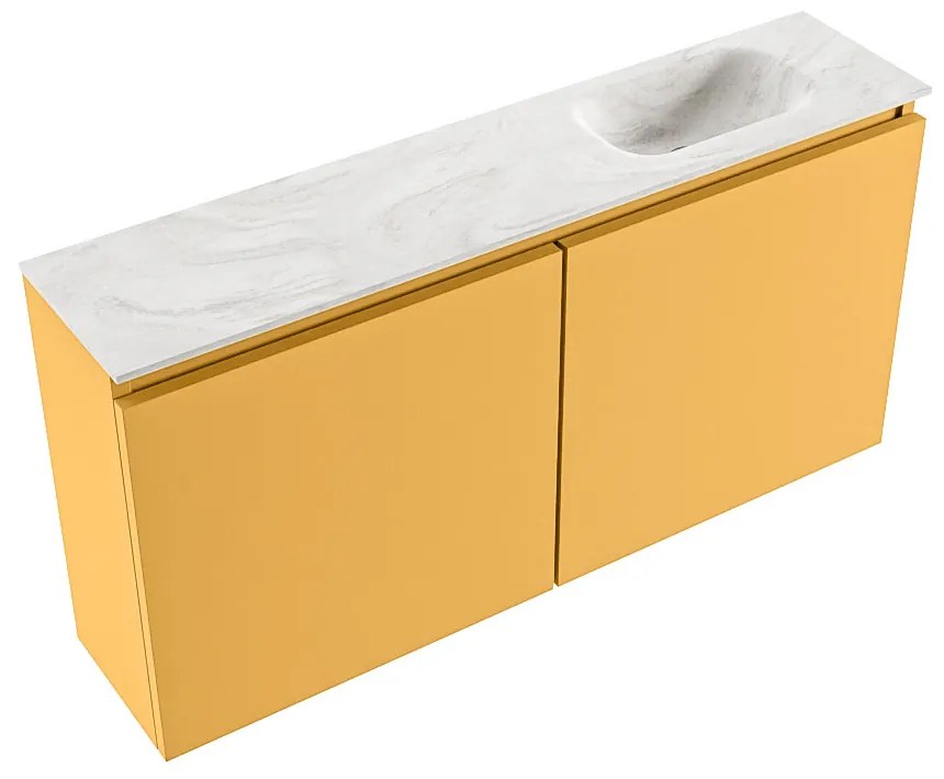 Mondiaz Ture DLux toiletmeubel 100cm ocher met wastafel ostra rechts met kraangat