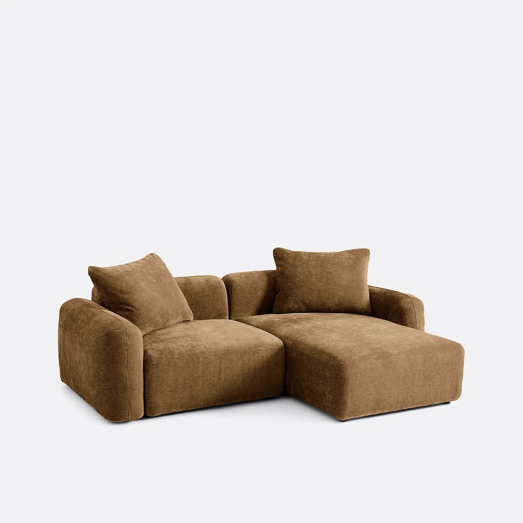 Modulaire bank, rechterhoek, met longchair van jacquard chenille, AMAD