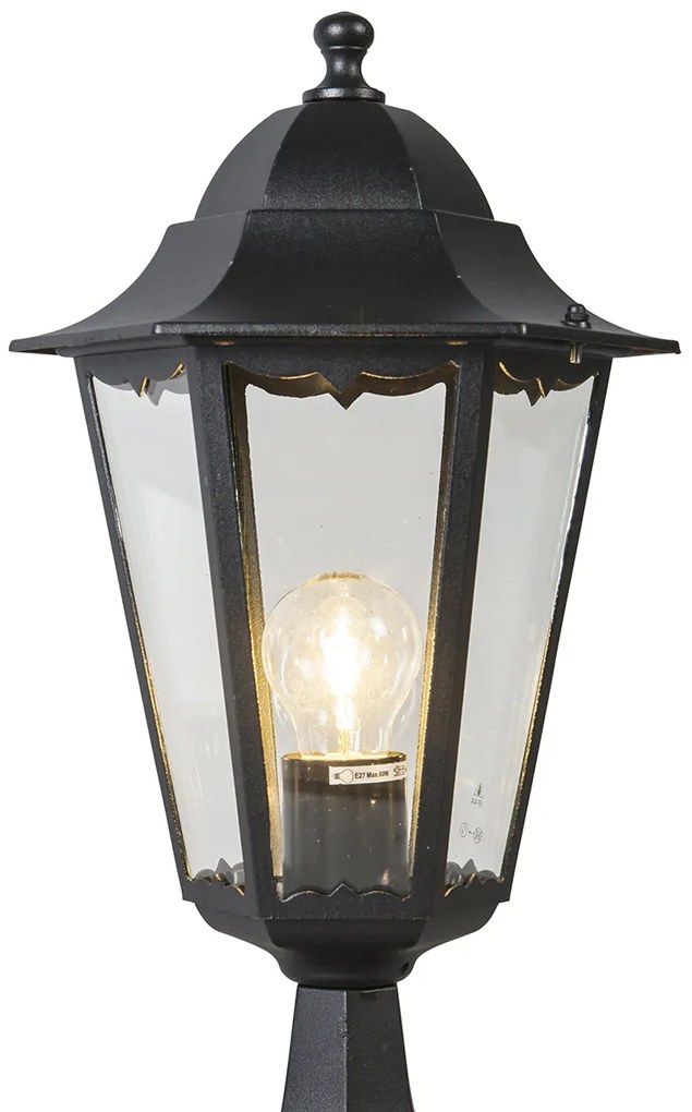 Buitenlantaarn sokkel zwart met grondpin en kabelmof 48cm IP44 - New Orleans Klassiek / Antiek E27 IP44 Buitenverlichting
