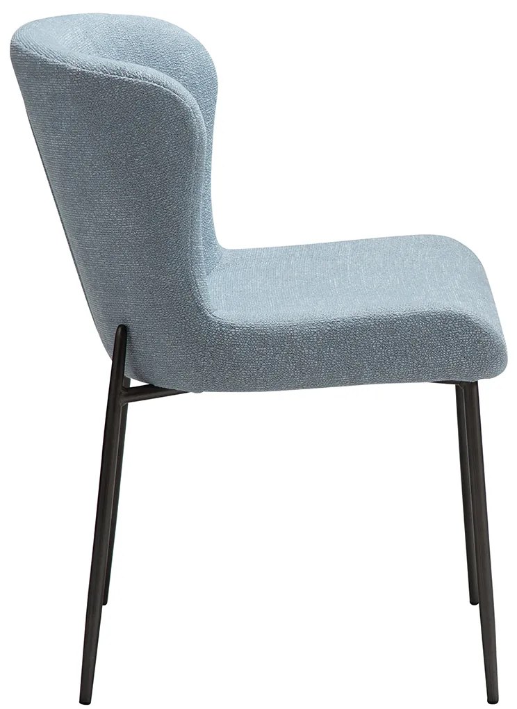 Dan-Form Glam Luxe Eetkamerstoel Boucle Blauw En Antique Pewter