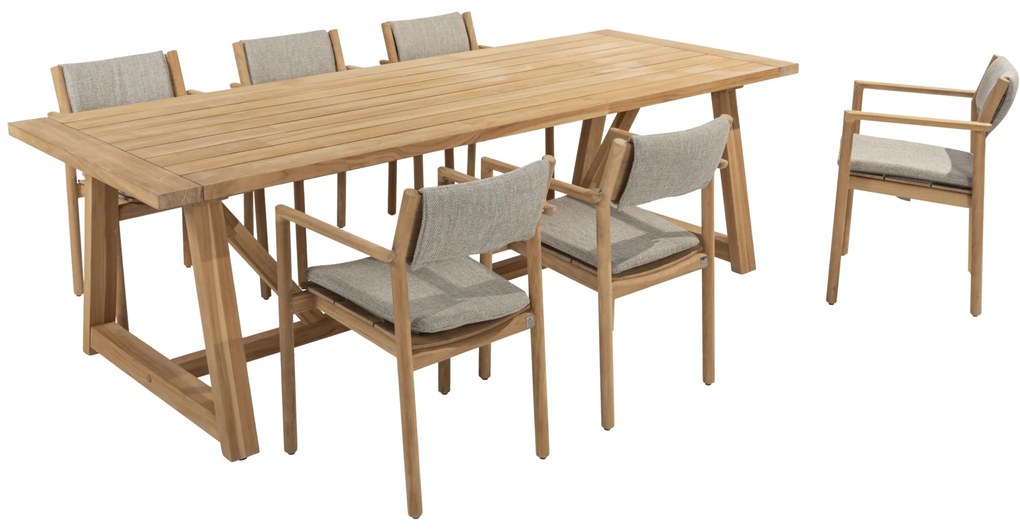 Noah Levi dining tuinset 7 delig 260x100xH75 cm teak 4 Seasons Outdoor