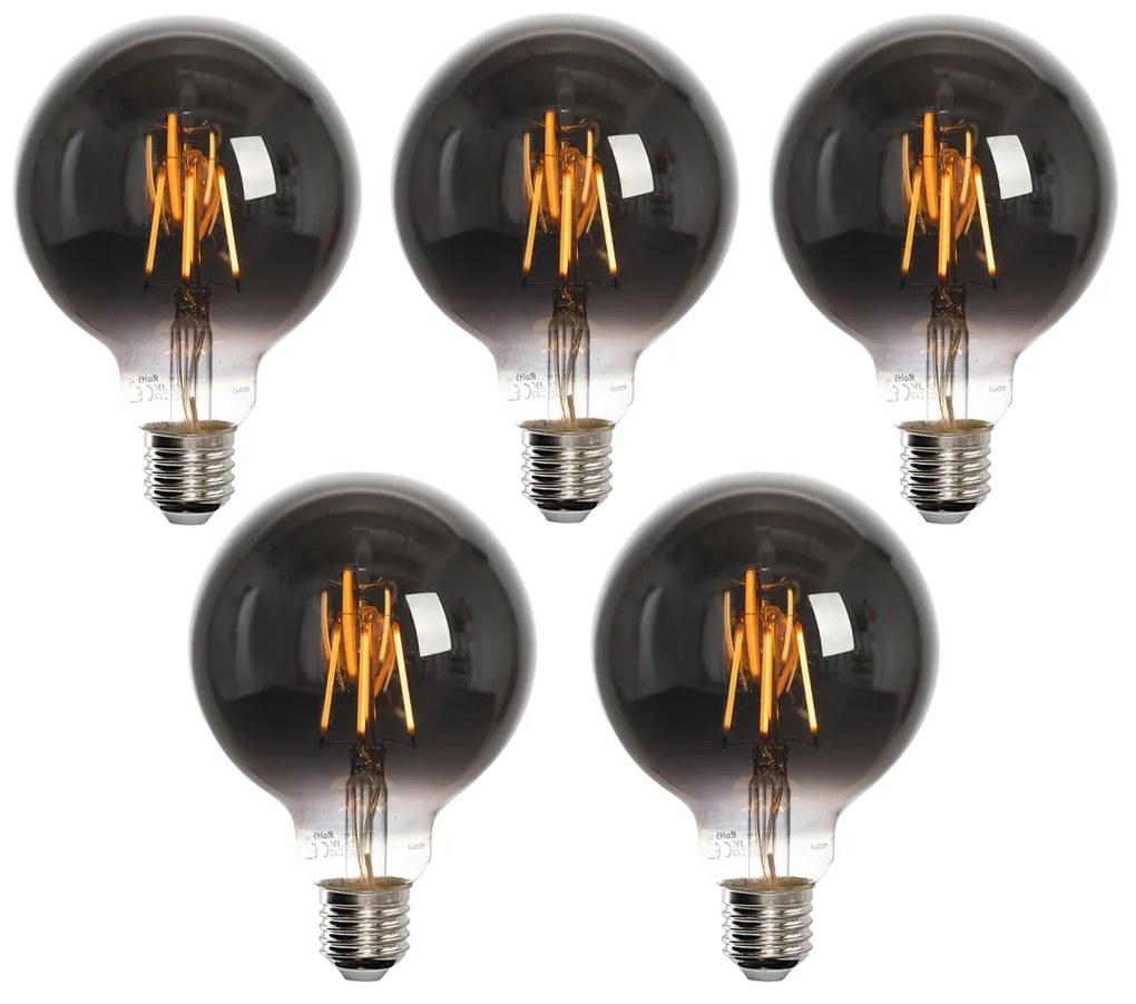 Set van 5 Smart E27 LED lamp G95 smoke 4W 60 lm 1800-3000K