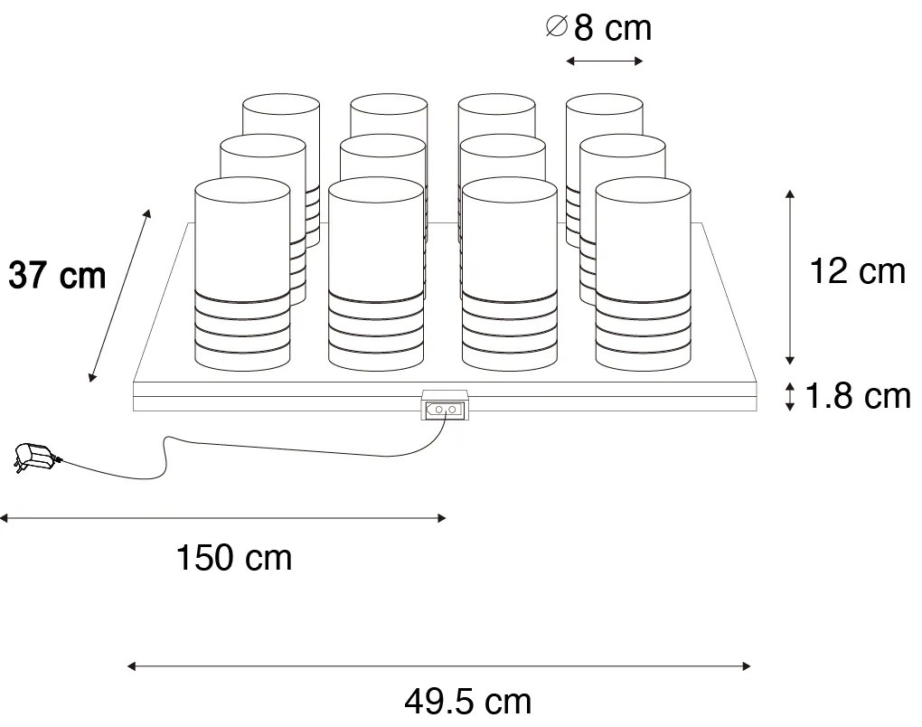 Set van 12 tafellampen donkerbrons RGBW oplaadbaar incl. laadstation - Alessia