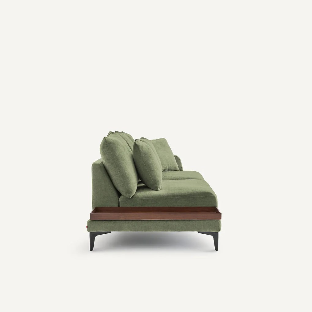 Halve bank met tafelblad, van polyester en katoen, MODERNISTE