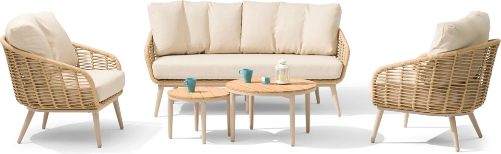 Stoel en Bank Loungeset 4 personen Aluminium/rope Taupe  Coco Vinci