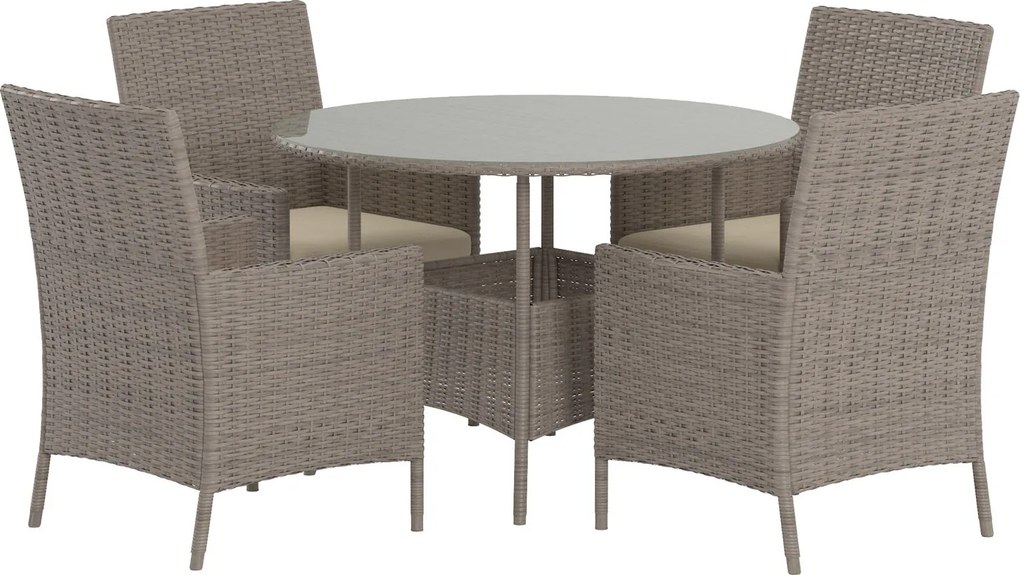The Outsider tuinset-sven-5-delig-4-personen-rond-bruin-wicker-glas-the-outsider