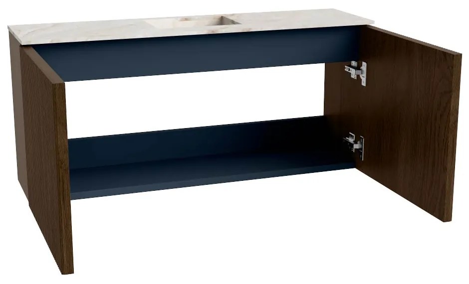 Mondiaz Joya DLux 90cm toiletmeubel walnut met wastafel faye midden zonder kraangat frappe