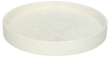 Kaarsschotel, keramiek, mat wit gespikkeld, Ø 15,2 cm