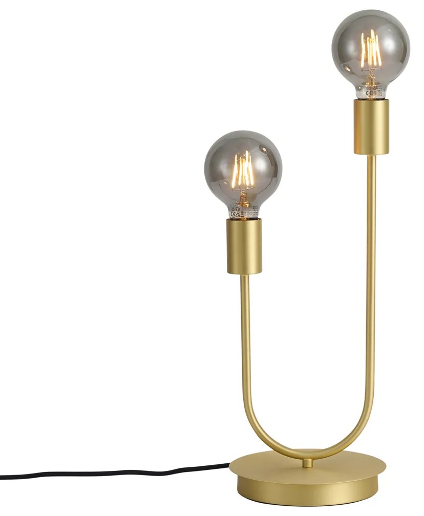 Art Deco tafellamp messing 2-lichts - Tuning