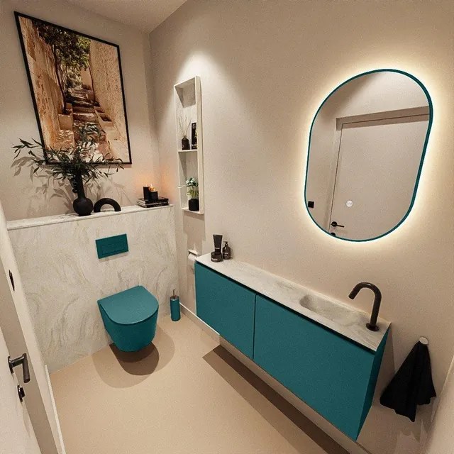 MONDIAZ TURE-DLUX 120cm toiletmeubel Smag. EDEN wastafel Ostra positie rechts. Met 1 kraangat. TUREDX120SMAR1OST