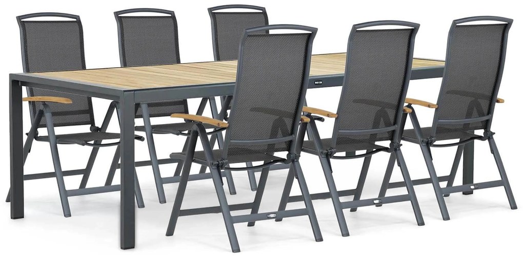 Tuinset 6 personen 240 cm Aluminium/textileen Grijs Lifestyle Garden Furniture Rosello/Valence