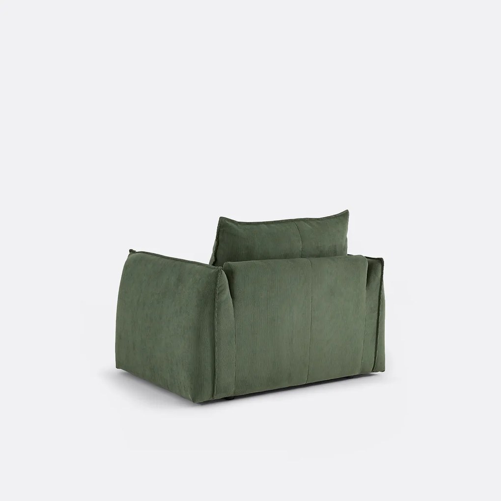 Rechte, uitklapbare fauteuil, 1-zits, van fijn geribd fluweel, TIKI