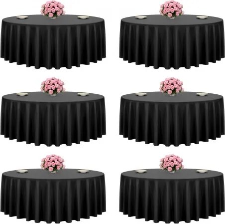 VEVOR 6 x ronde tafelkleden, 3048 mm, kreukvrij tafelkleedbeschermer, machinewasbaar polyester tafelkleed voor feesten, bruiloften, banketten en formele evenementen, zwart