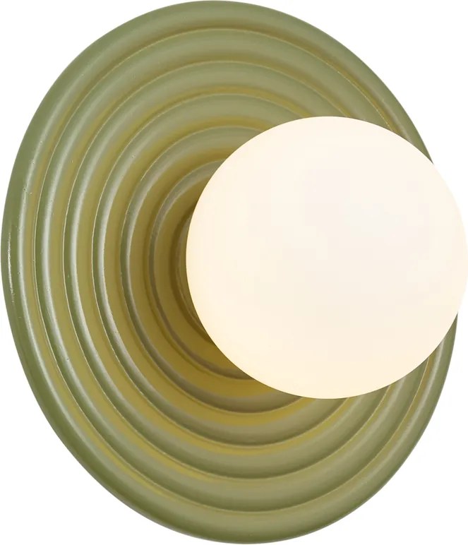 Retro wandlamp groen met opaal rond 20cm IP44 - Lila