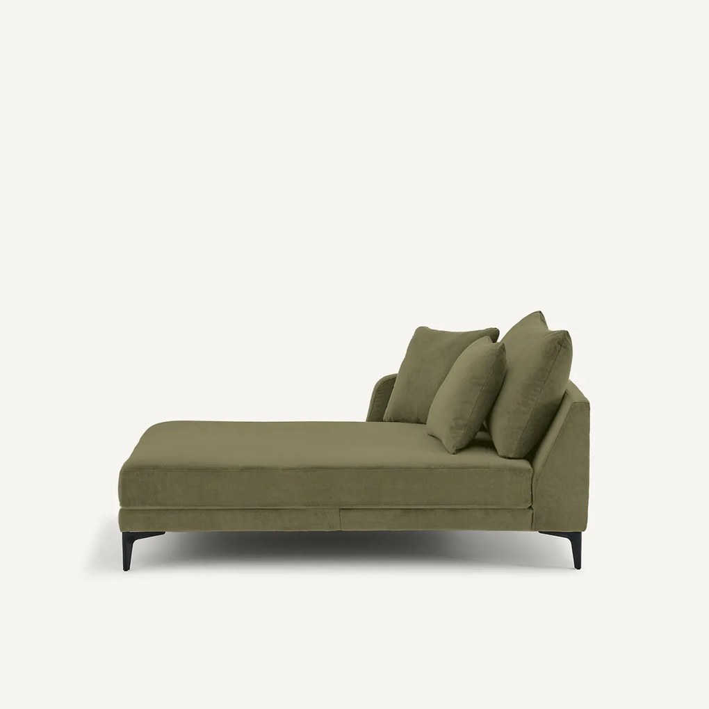 Longchair in stone-kleurig fluweel, MODERNISTE, ontwerp van Emmanuel Gallina