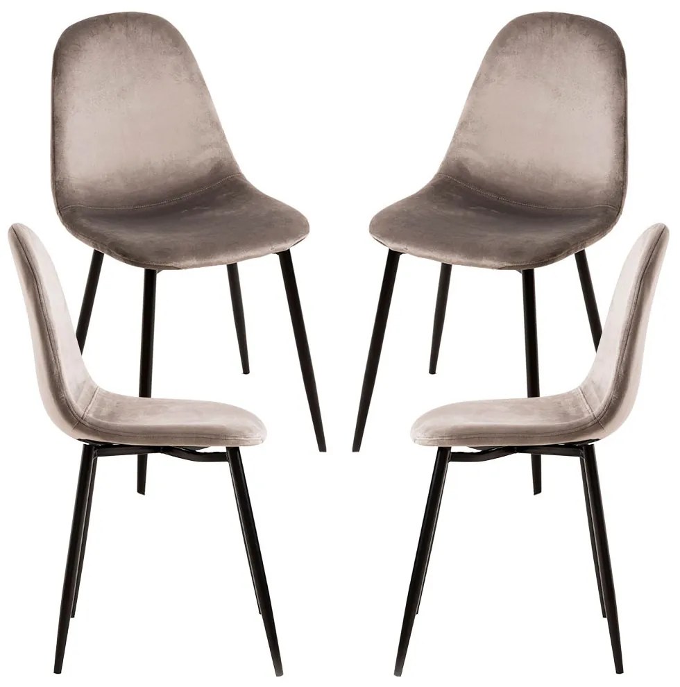 Set 4 Stoelen Teok Zwart Fluweel