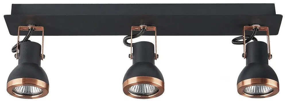 3-lichts plafondlamp rechthoekig zwart en koper BARO Beliani
