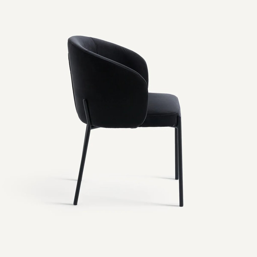 Tafelstoel van metaal en fluweel, Kinna