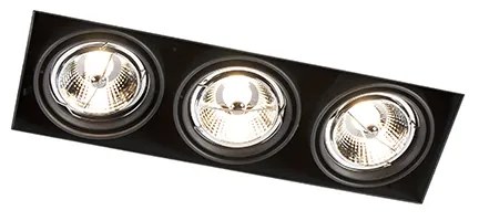 Set van 6 Inbouwspot zwart GU10 AR70 trimless 3-lichts - Oneon