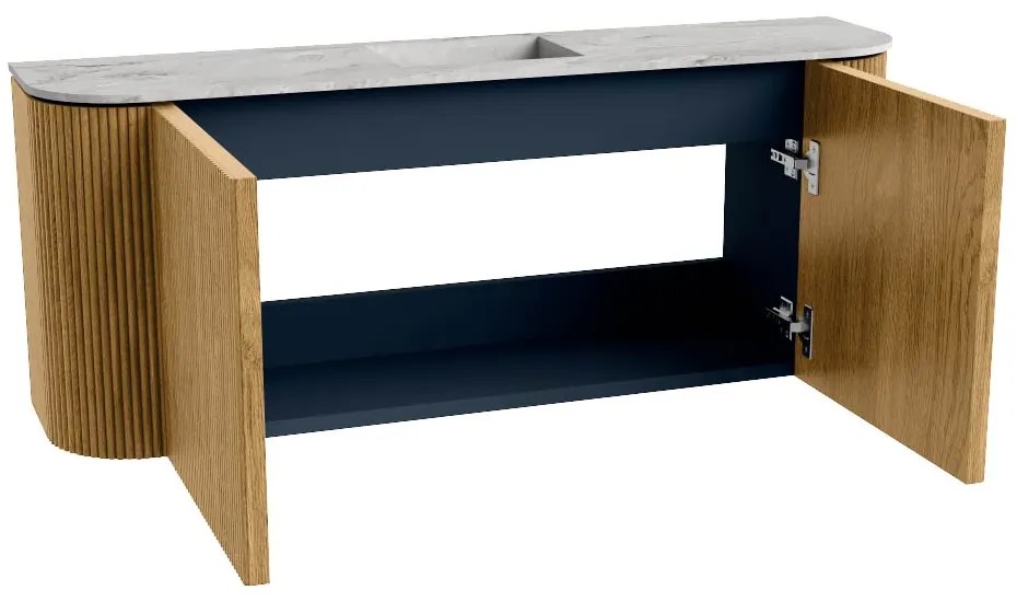 Mondiaz Joya DLux 105cm toiletmeubel ronding links/rechts oak met wastafel faye midden 1 kraangat glace