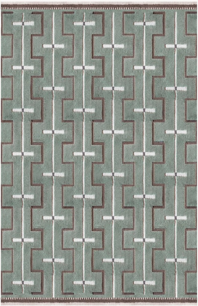 Handgeweven wollen vloerkleed Johanna met hoog-laagtextuur