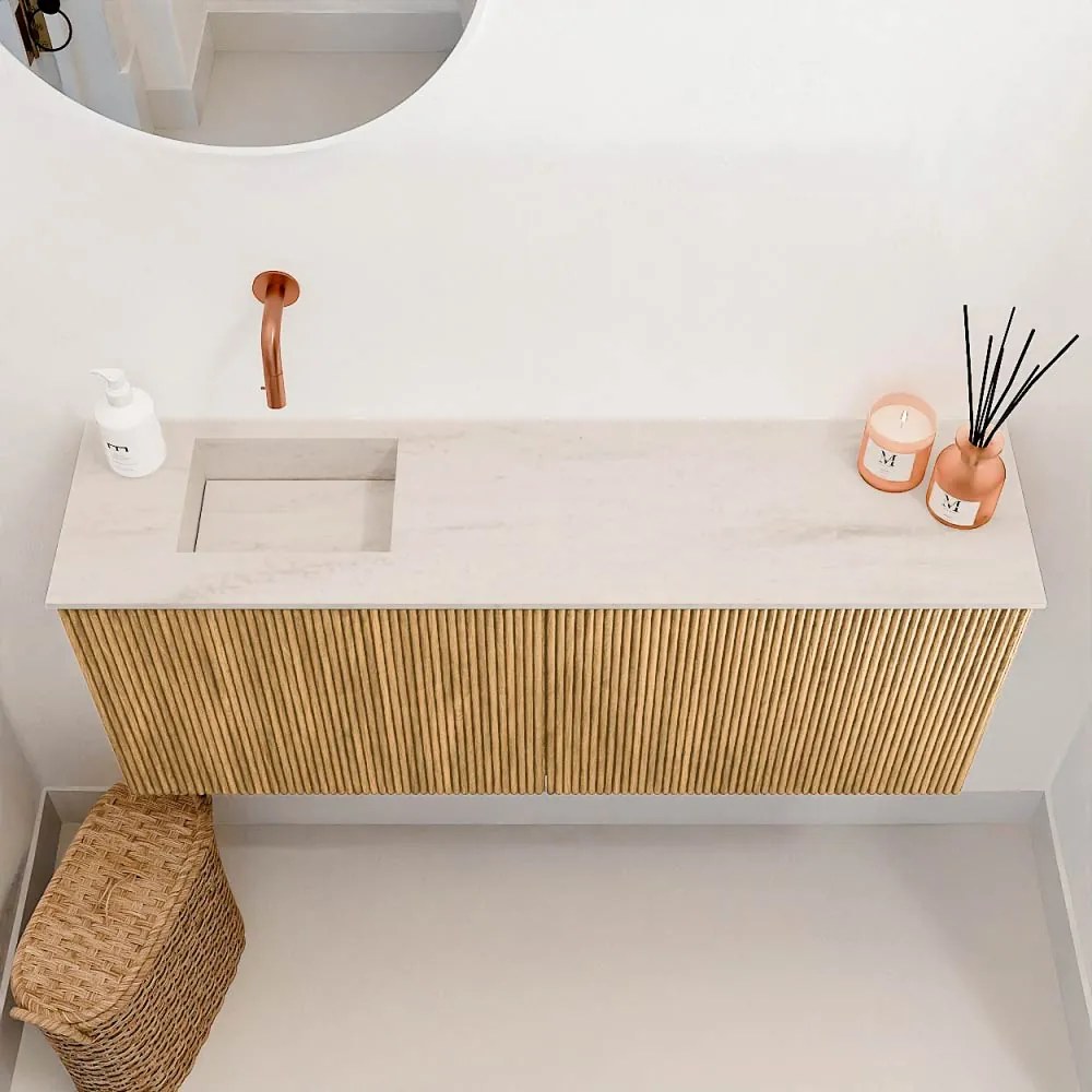 Mondiaz Joya DLux 100cm toiletmeubel oak met wastafel faye links zonder kraangat meli