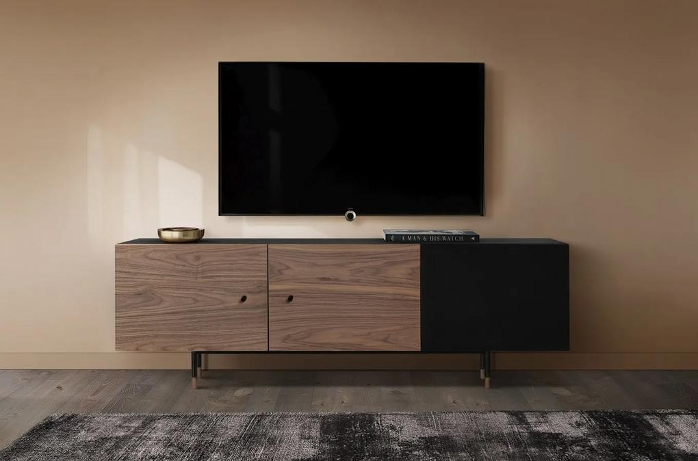 24Designs - Riga TV-meubel Zwart - B150 X D45 X H52 Cm - Walnoot