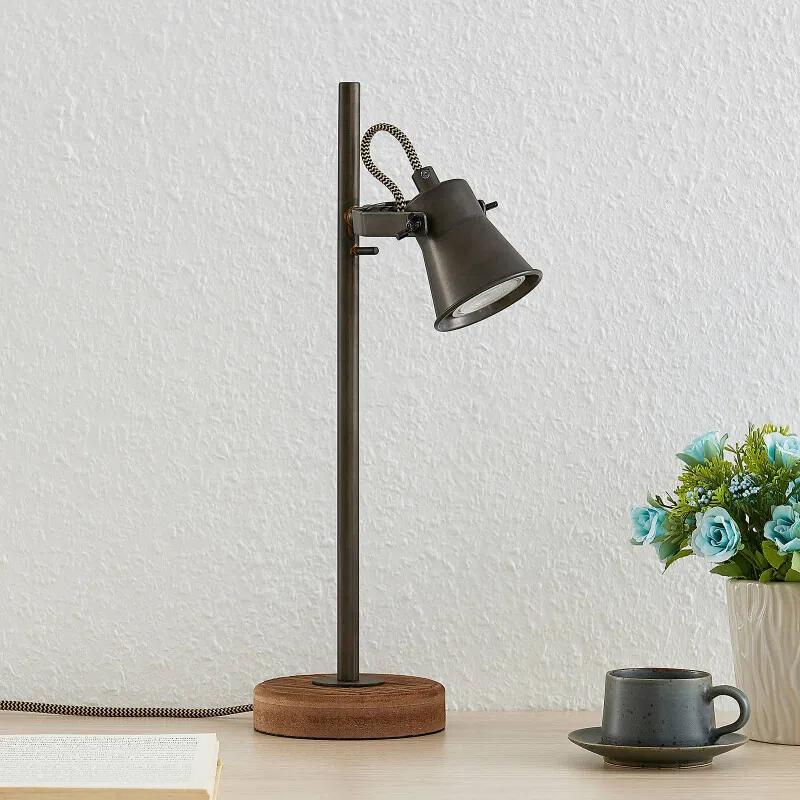Grandesa tafellamp met houten voet - lampen-24