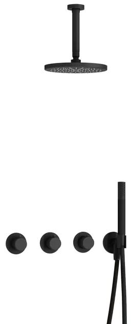 Hotbath Cobber IBS70 Regendoucheset inbouw - 15cm plafondarm - 20cm ronde hoofddouche - staafhanddouche - mat zwart IBS70BL2