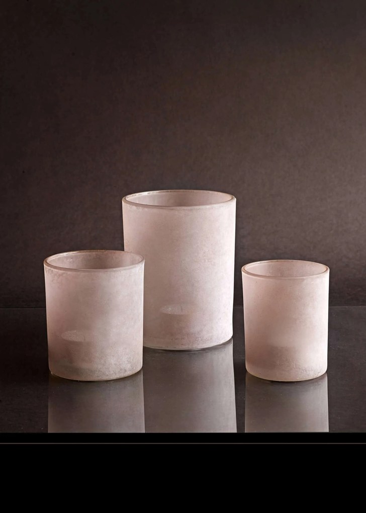 Waxinelichthouders glas – waxinelichthouders Frost, 3 st. – waxinelichthouders beige /nude