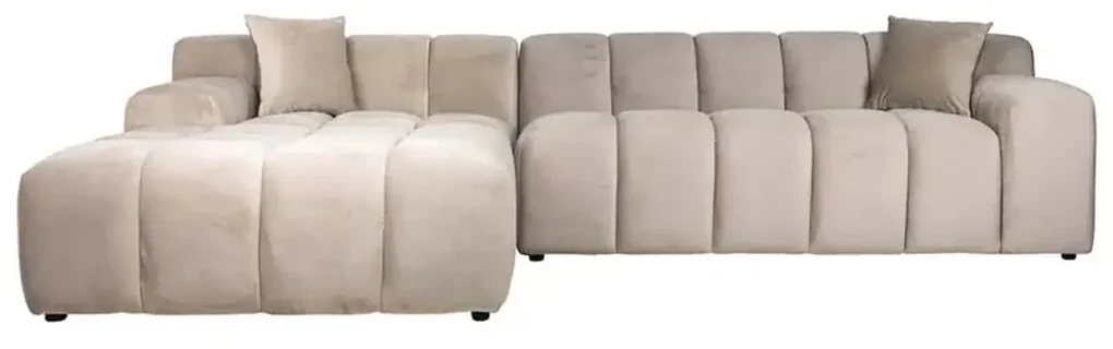 Richmond Interiors Cube Sofa Hoekbank Khaki Velvet Lounge Links + 3 Zits