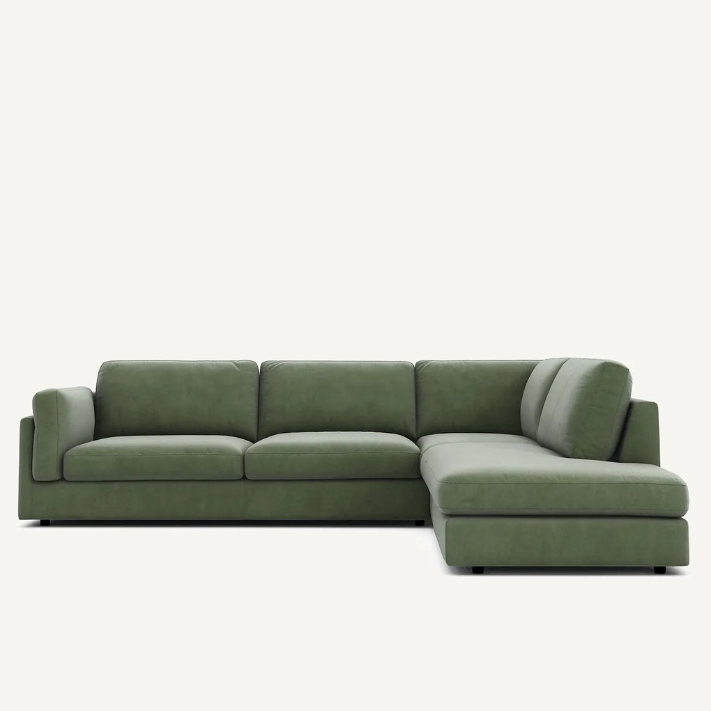 Omvormbare bank met hoek en longchair, fluweel, CÉSAR