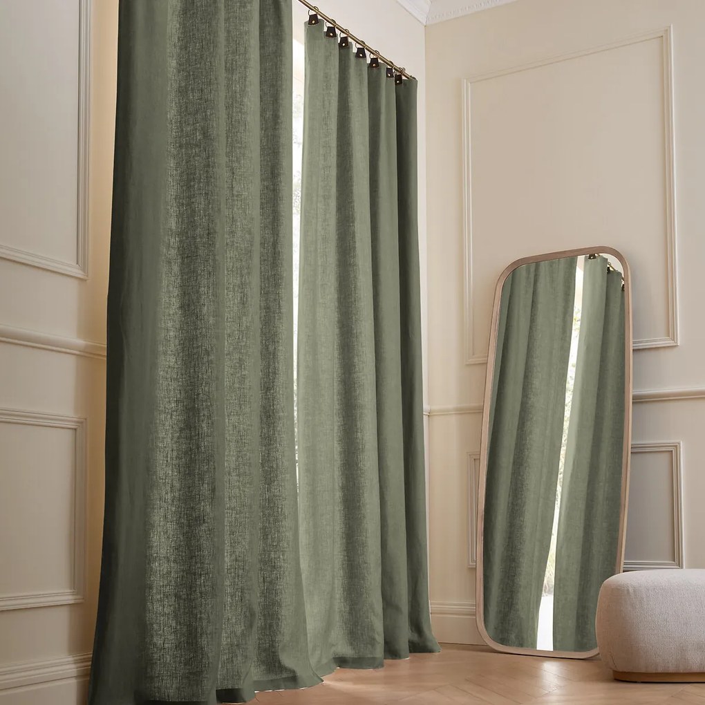 Gordijn in gewassen gevoerd linnen met ringen, Private