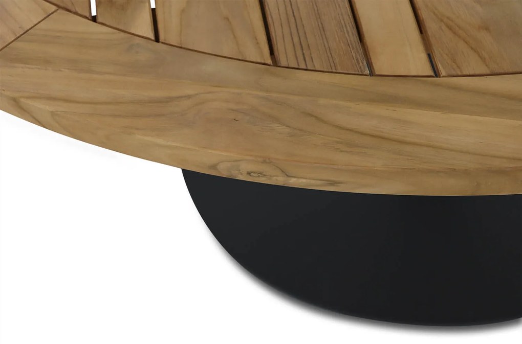 Dining Tuintafel rond 160 cm Aluminium/teak Grijs Saba