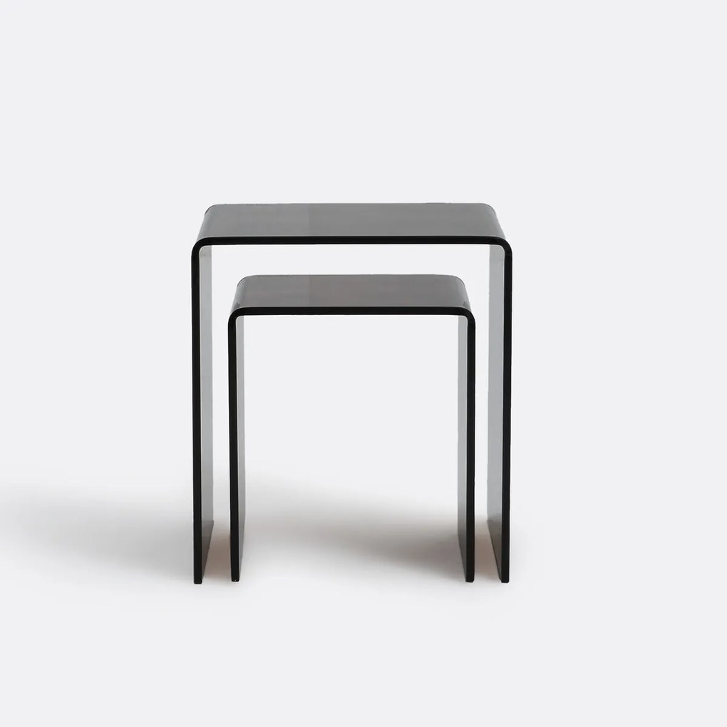 Set van 2 mimi bijzettafeltjes van gehard glas, Joan