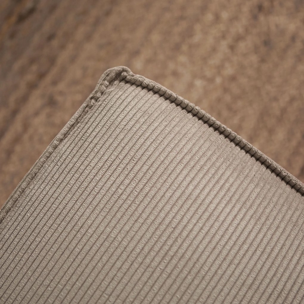 Beige Rib Bank Met Chaise Longue Rechts