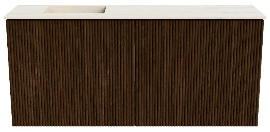Mondiaz Joya DLux 90cm toiletmeubel walnut met wastafel faye links zonder kraangat meli