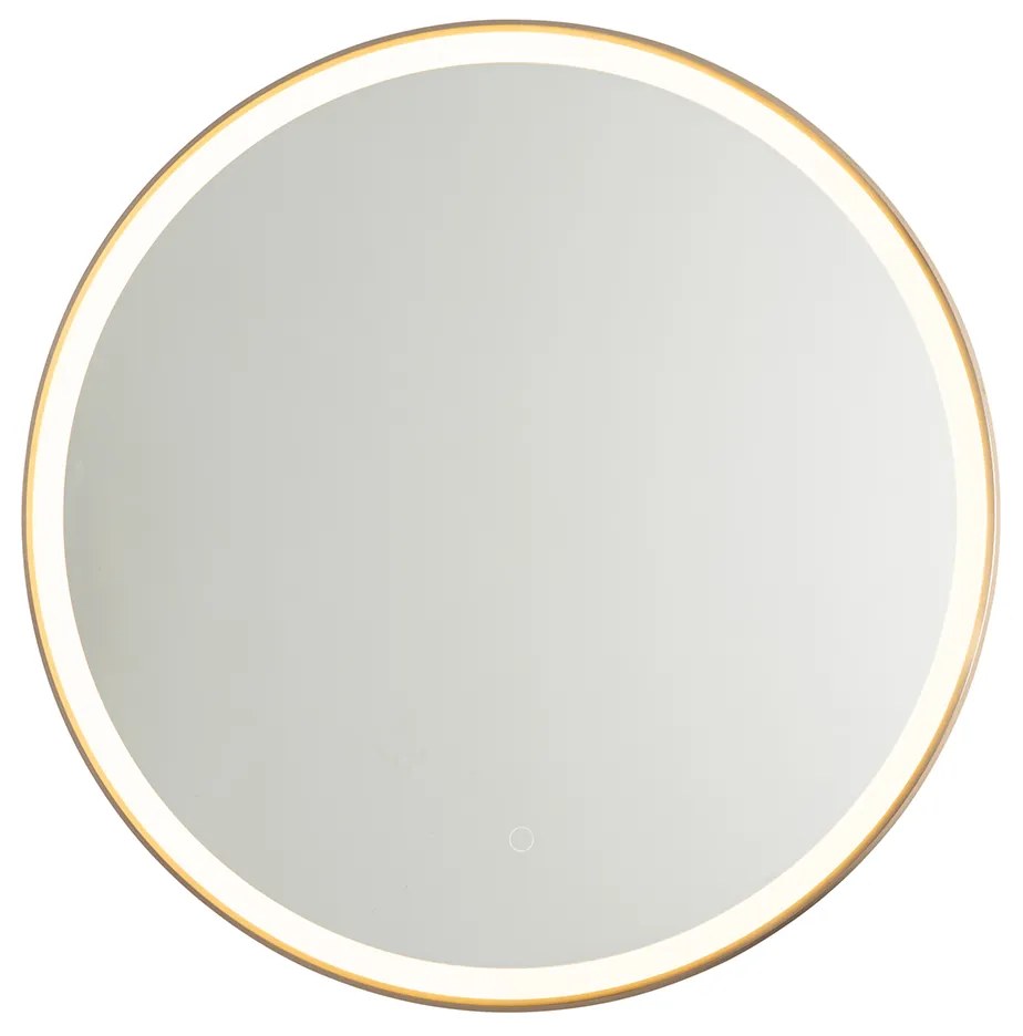 Badkamerspiegel rosé goud 70 cm incl. LED 3-staps dimbaar met touch rond - Miral