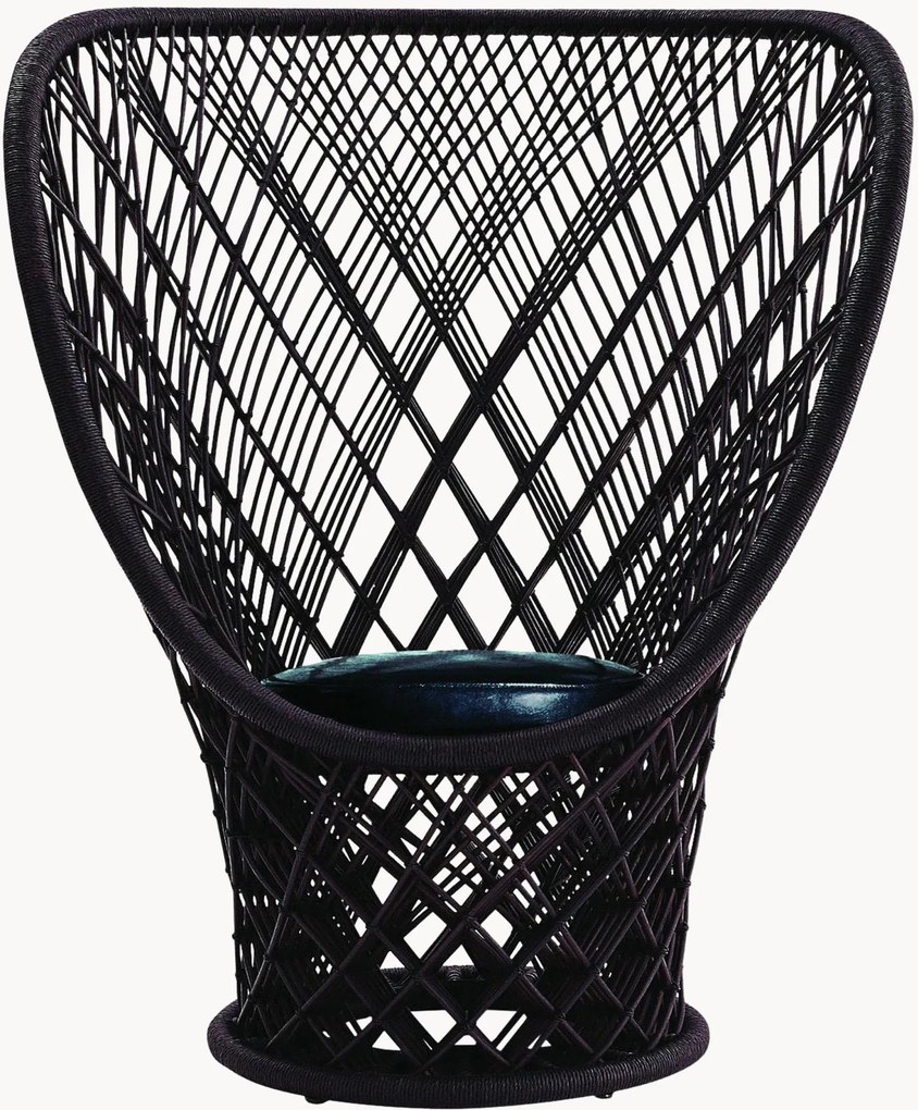Rotan armstoel Pavo met leren zitvlak