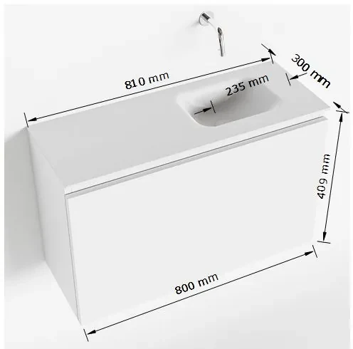 Mondiaz Olan 80cm toiletmeubel ocher met wastafel talc rechts geen kraangat