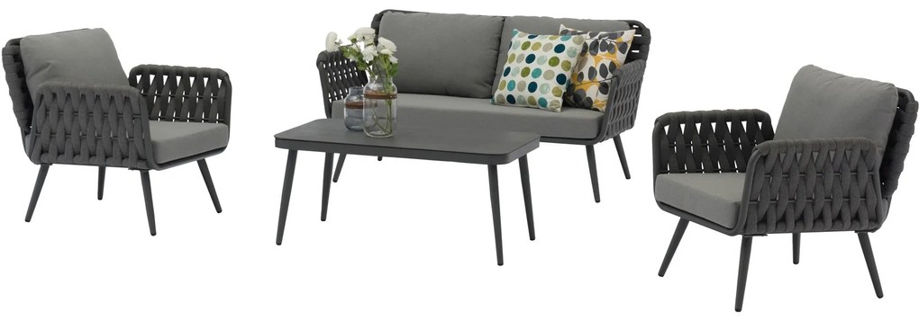 Rhodos stoel bank loungeset 4 delig rope