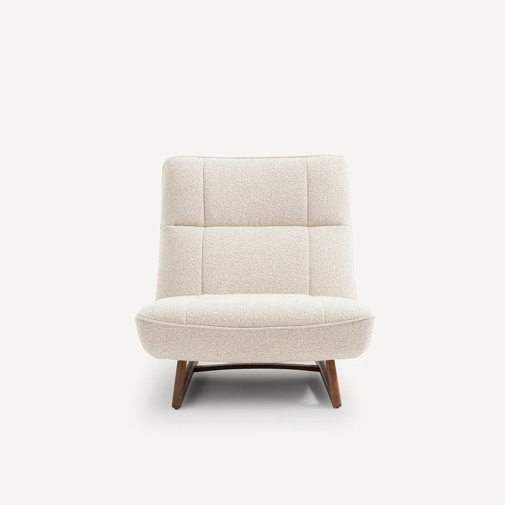 Fauteuil met notenhout in bouclé stof, Lafar